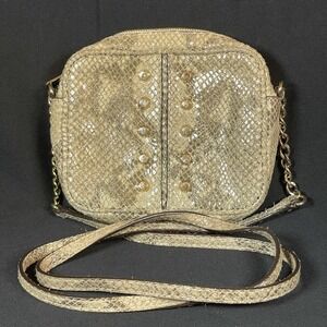 Michael Kors Uptown Astor Snake Skin Crossbody Bag Purse Chain Strap Studded
